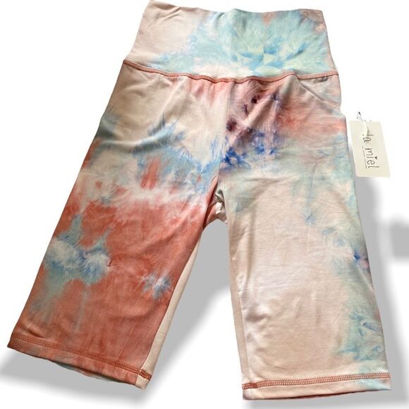 La Miel Unicorn Tie Dye Bike Shorts High Rise Workout - Picture 1 of 3